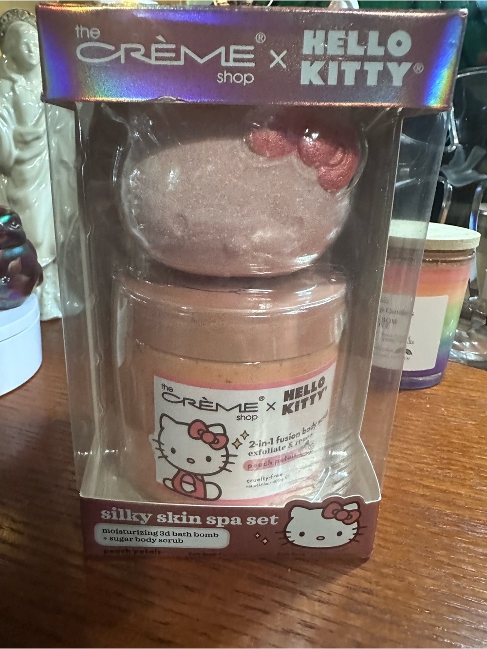 THE CREME SHOP X HELLO KITTY PEACH 3D BATH BOMB + SUGAR BODY SCRUB - NEW IN BOX